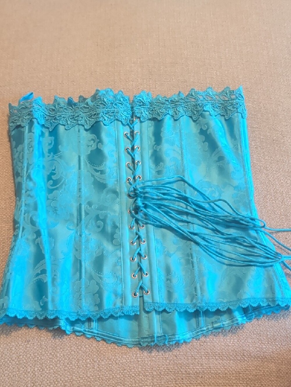 Frederick's of Hollywood Teal Lace-Up Corset - Picture 3 of 3